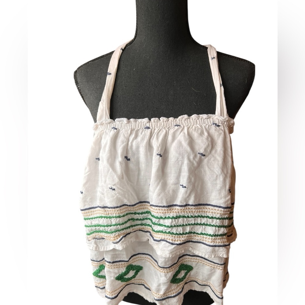 TOWNSEN White and Green Halter Blouse - Picture 2 of 5